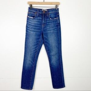 Madewell The High Rise Slim Boyjean Medium Wash Frayed Pockets 23 EUC